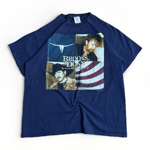 Vintage 2001 Brooks Dunn Band Shirt Large Navy Country Music Tour Neon Circus